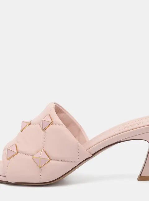 Valentino Roman Stud Size 37.5 Pink Leather Slide Sandals