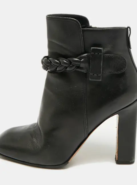 Valentino Size 38 Black Leather Ankle Length Boots