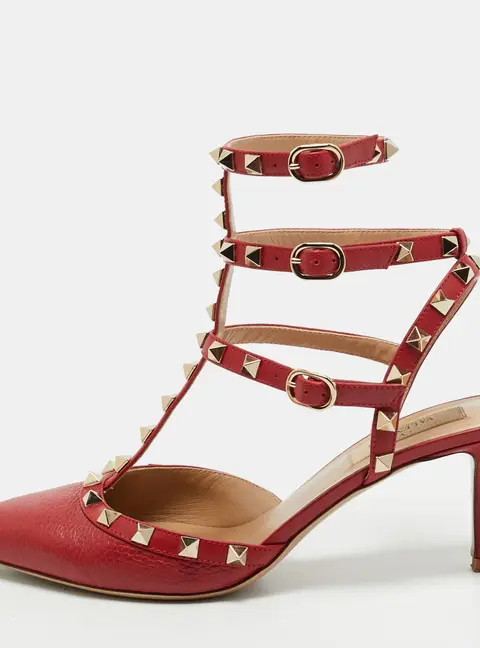Valentino Rockstud Size 39 Red Leather Pumps
