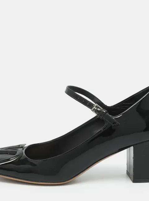 Valentino VLogo Size 36 Black Patent Leather Mary Jane Pumps