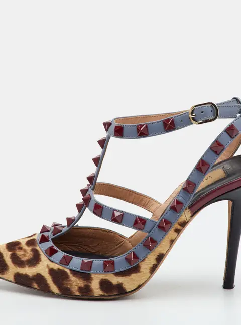 Valentino Rockstud Size 36 Multicolor Leopard Calf Hair and Leather Pumps