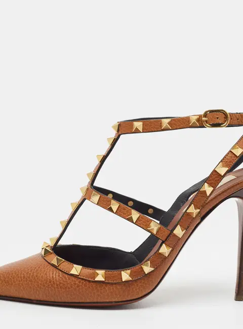 Valentino Rockstud Size 40 Brown Leather Pumps