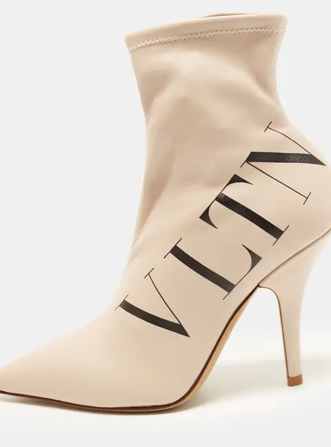 Valentino VLTN Size 37 Beige Leather Ankle Length Boots