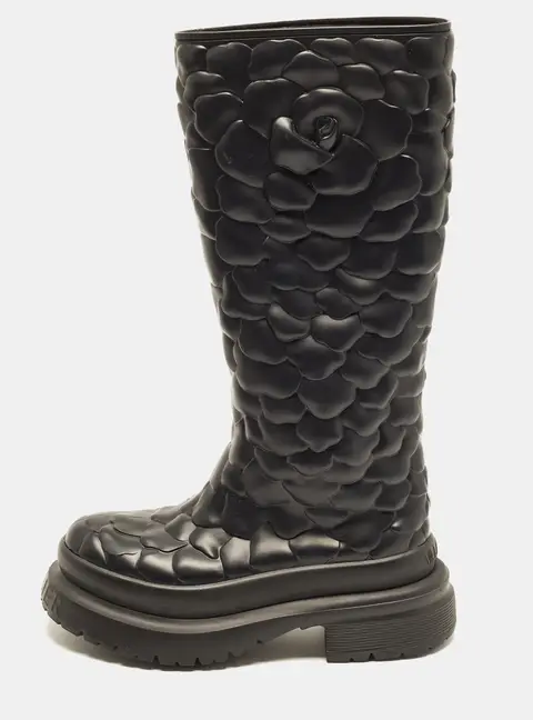 Valentino 03 Rose Edition Atelier Size 39 Black Rubber Knee Length Boots