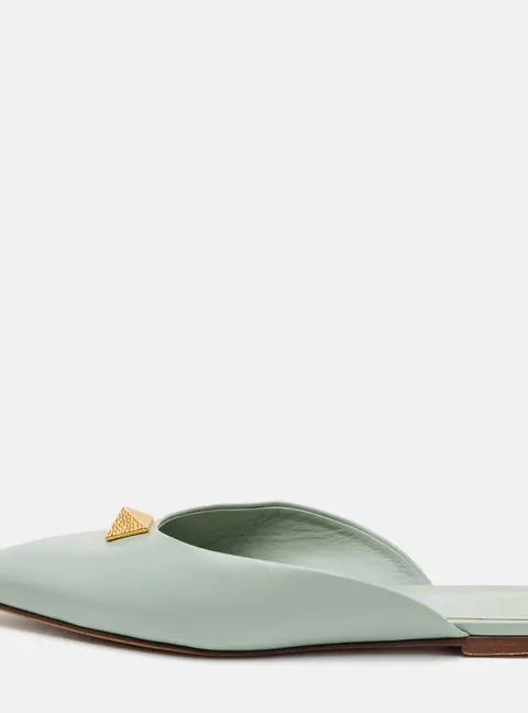 Valentino Rockstud Size 38 Pastel Green Leather Pointed Toe Flat Mules