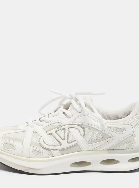 Valentino VLogo Easyjog Size 39 White Leather and Mesh Low Top Sneakers