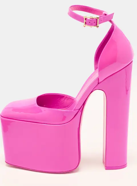 Valentino Discobox Size 38 Pink Patent Leather Platform Pumps