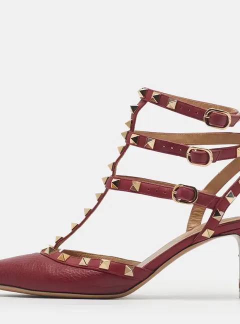 Valentino Rockstud Size 38 Red Leather Pumps