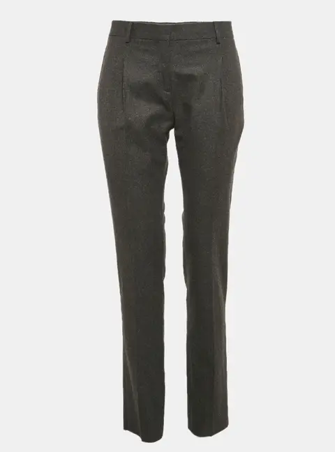 Valentino Charcoal Grey Felt Wool Tapered Trousers S