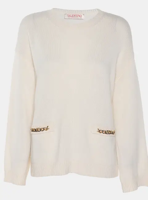 Valentino Cream Cashmere Knit Sweater XS