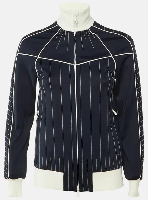 Valentino Navy Blue Jersey Contrast Stitch Track Jacket S