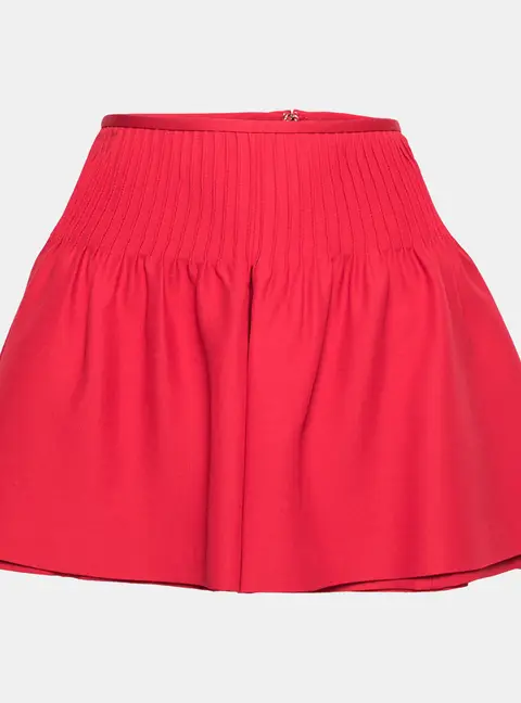 Valentino Red Wool & Silk Pintucked Shorts S