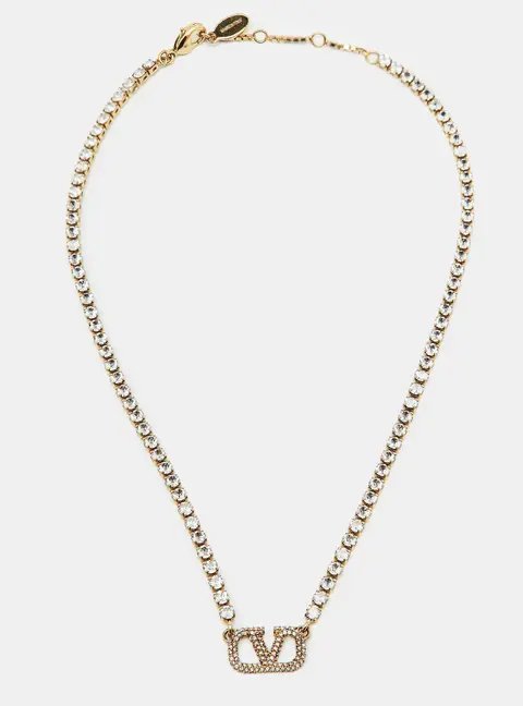 Valentino VLogo Signature Crystals Gold Tone Necklace