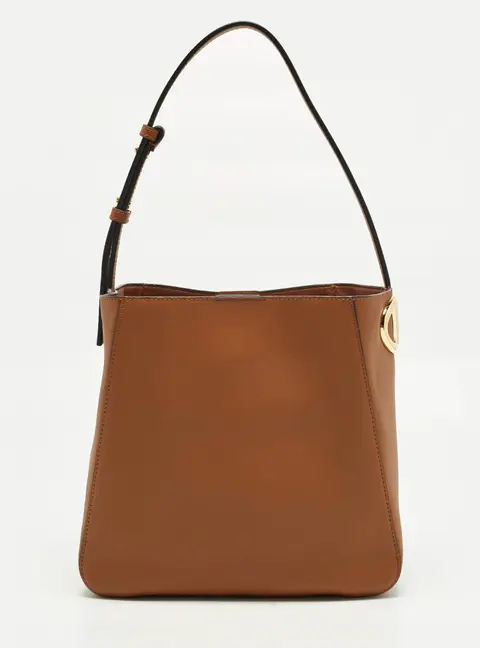 Valentino VLogo Brown Leather Bucket Bag