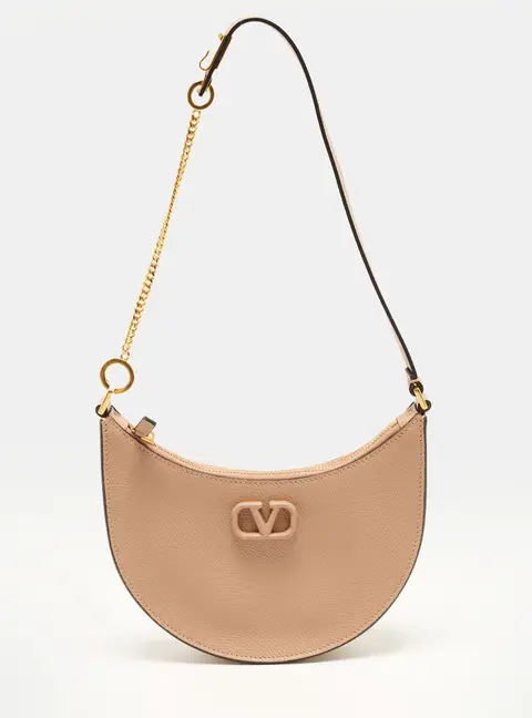 Valentino VLogo Mini Dusty Pink Leather Hobo