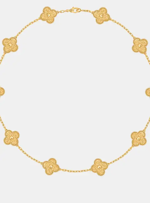Van Cleef & Arpels Vintage Alhambra 10 motifs 18k Yellow Gold Necklace