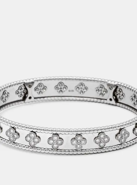 Van Cleef & Arpels Perlée Clover Diamonds 18k White Gold Bracelet L