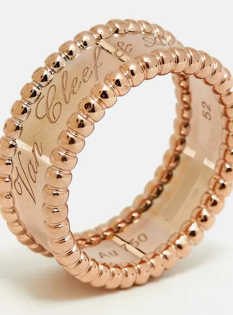 Van Cleef & Arpels Perlée Signature 18k Rose Gold Ring Size 52