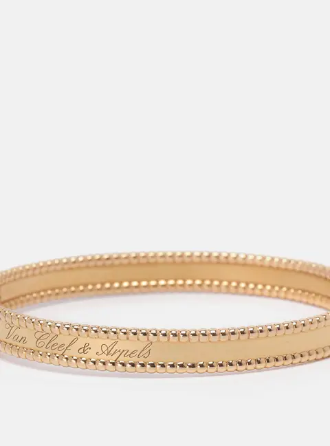 Van Cleef & Arpels Perlee Signature 18K Rose Gold Bangle Bracelet Size 18