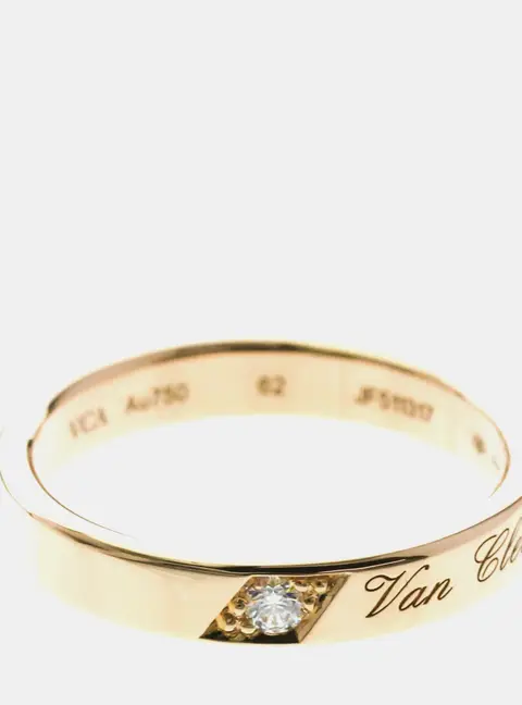 Van Cleef & Arpels Toujours Signature Etoile 18K Pink Gold Wedding Ring EU 62