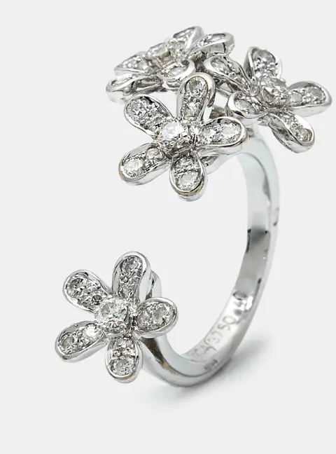 Van Cleef & Arpels Socrate Between the Finger Diamond 18k White Gold Rings Size 48