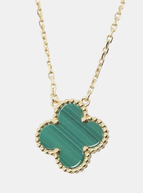 Van Cleef & Arpels Vintage Alhambra 18K Yellow Gold, Malachite Necklace