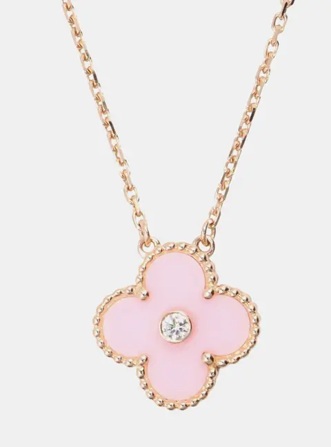 Van Cleef & Arpels Vintage Alhambra 18k Rose Gold Diamond Necklace