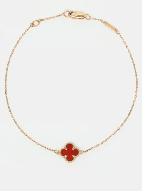 Van Cleef & Arpels Sweet Alhambra Carnelian 18k Rose Gold Bracelet
