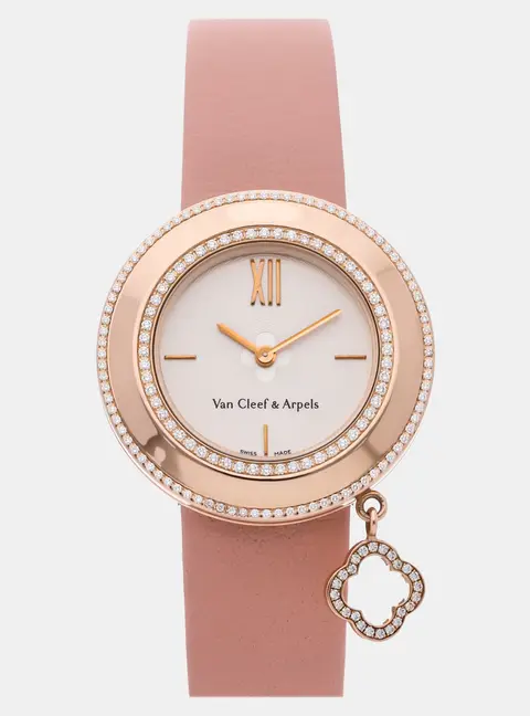 Van Cleef & Arpels Charms ARM95000 White 18k Rose Gold Quartz Women's Wristwatch 32mm