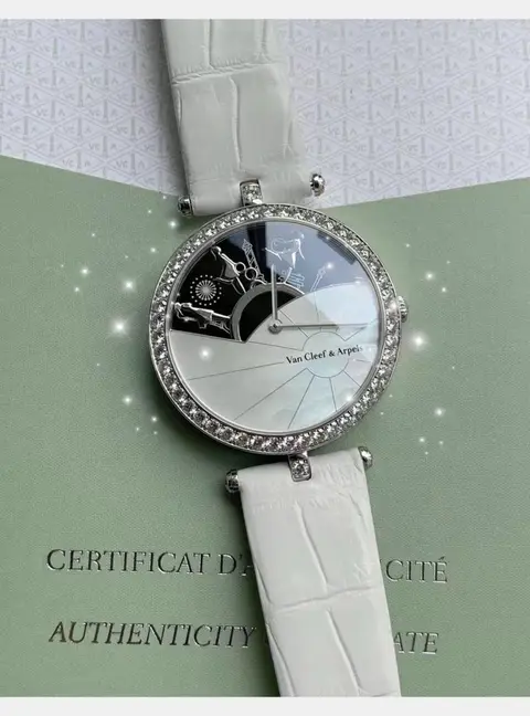 Van Cleef & Arpels A Day in Paris VCARO3ZB00 White White Gold, Diamond Automatic Women Wristwatch 38 mm