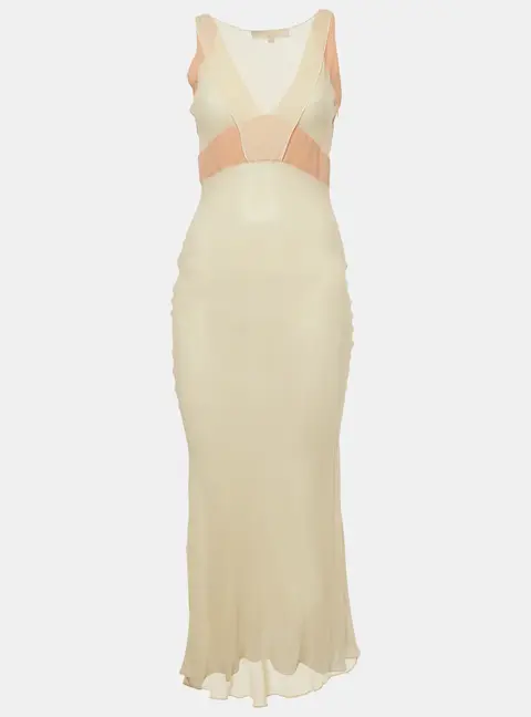 Vanessa Bruno Cream Silk Sleeveless Maxi Dress S