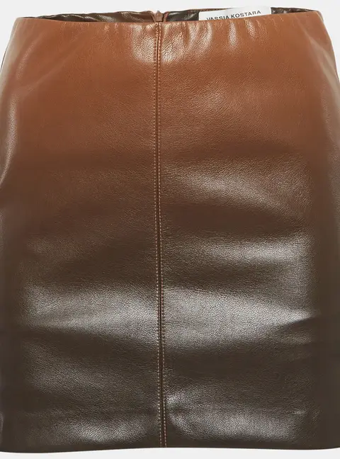 Vassia Kostara Brown Ombre Faux Leather Mini Skirt S