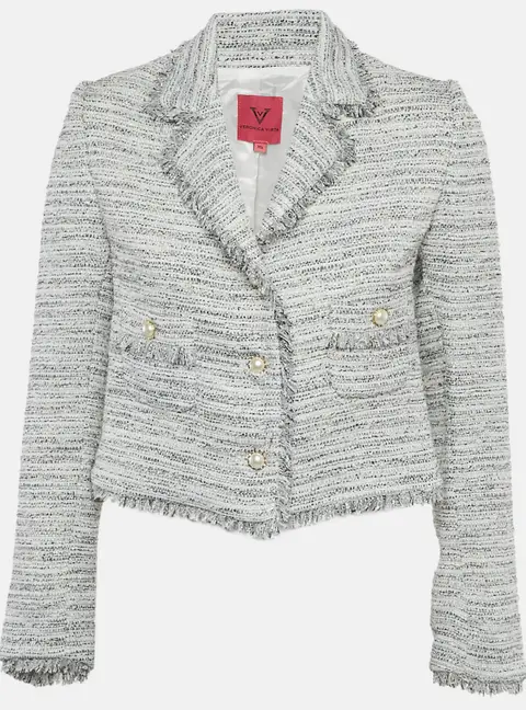 Veronica Virta Multicolor Lurex Tweed Cropped Blazer XS