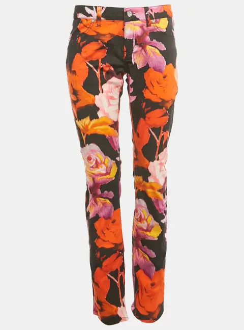 Versus Versace Multicolor Floral Print Cotton Skinny Jeans L/Waist 30"