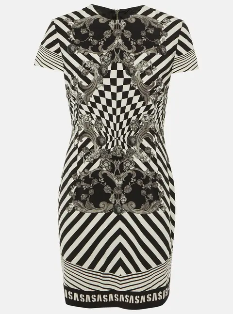 Versus Versace Monochrome Printed Crepe Shift Dress L