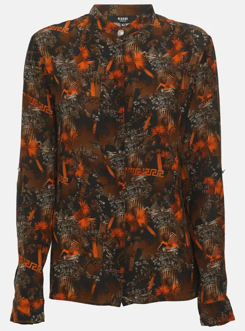 Versus Versace Multicolor Printed Crepe Long Sleeve Shirt M