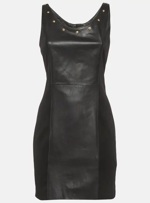 Versus Versace Black Leather and Neoprene Mini Dress S