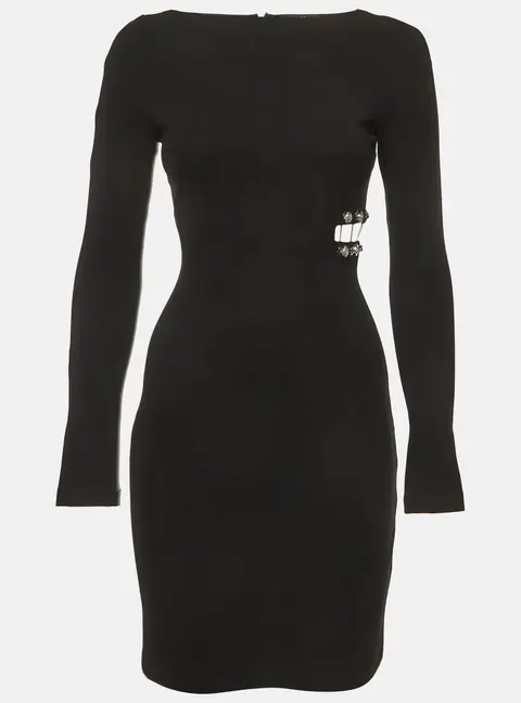 Versus Versace Black Stretch Knit Cut Out Mini Dress S
