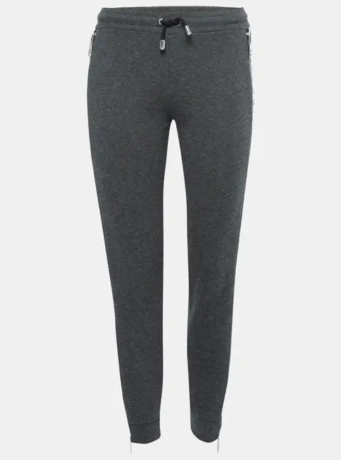 Versus Versace Grey Cotton Zip Detail Logo Tape Trimmed Joggers XS