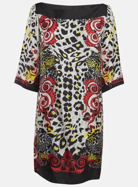 Versace Collection Multicolor Printed Silk Mini Dress XL