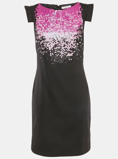 Versace Collection Black Embellished Wool Blend Short Dress L