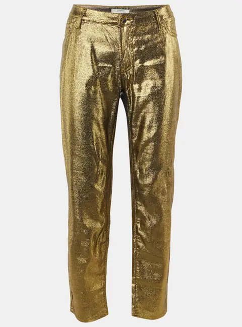 Versace Collection Gold Metallic Slim Fit Jeans L