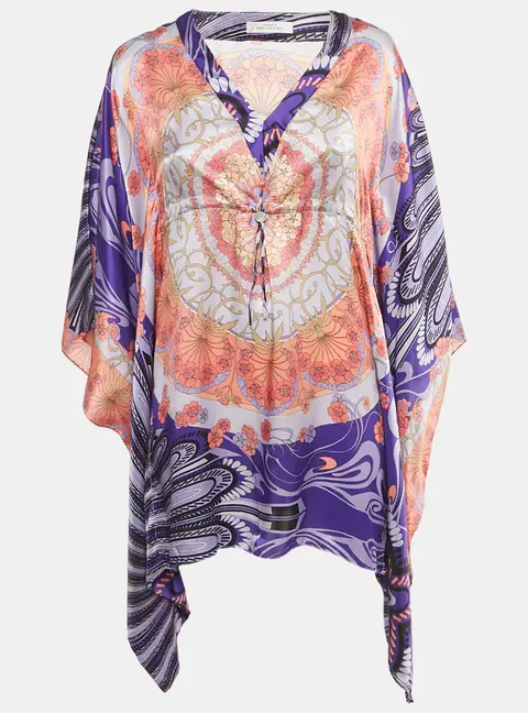 Versace Collection Multicolor Silk Kaftan Tunic M