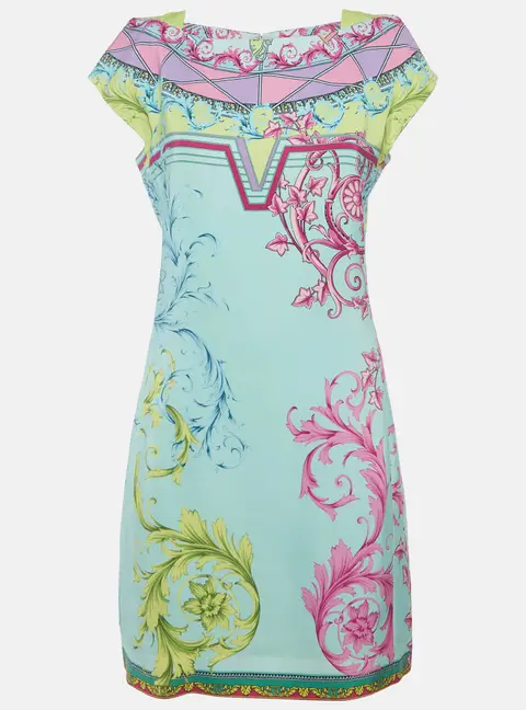 Versace Collection Multicolor Crepe Barocco Print Mini Dress M