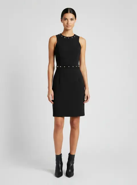 Versace Collection Black Stretch Nylon Studded Sleeveless Mini Dress S