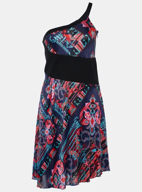 Versace Collection Multicolor Printed Jersey One Shoulder Dress S