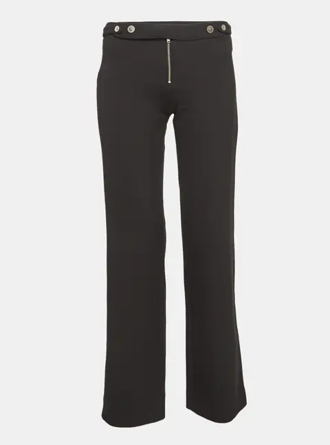 Versace Jeans Couture Black Stretch Crepe Embellished Waist Trousers S