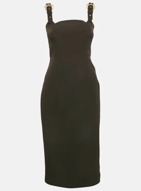 Versace Jeans Couture Black Crepe Buckle Detail Sleeveless Dress S