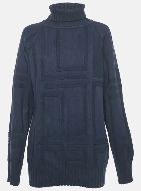 Versace Jeans Couture Navy Blue Wool Turtle Neck Jumper XL