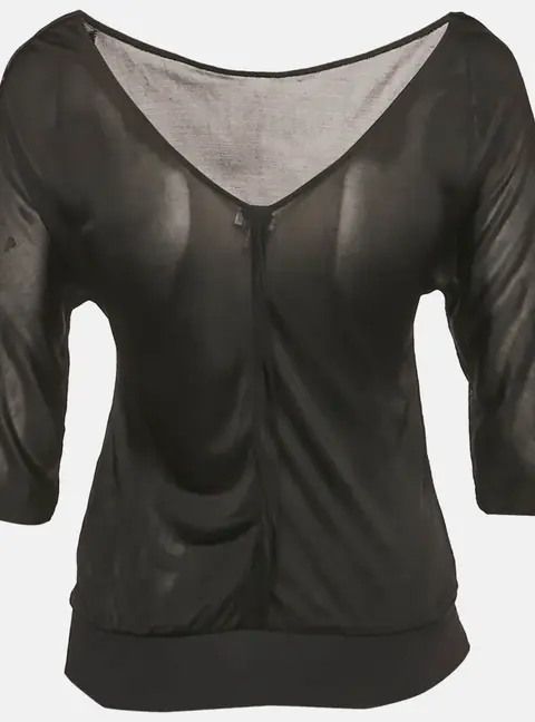 Versace Jeans Couture Black Jersey V-Neck Top S